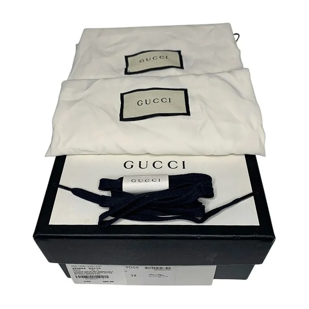 Gucci Falacer Patent Leather Sneakers 38 White Red Blue Bee Crystal Low Top